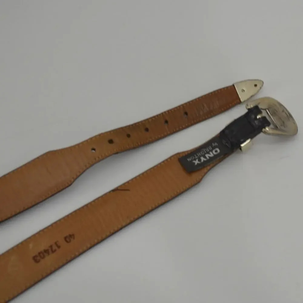 Brighton Mens Leather Belt USA Croc Embossed Dress Causal 40